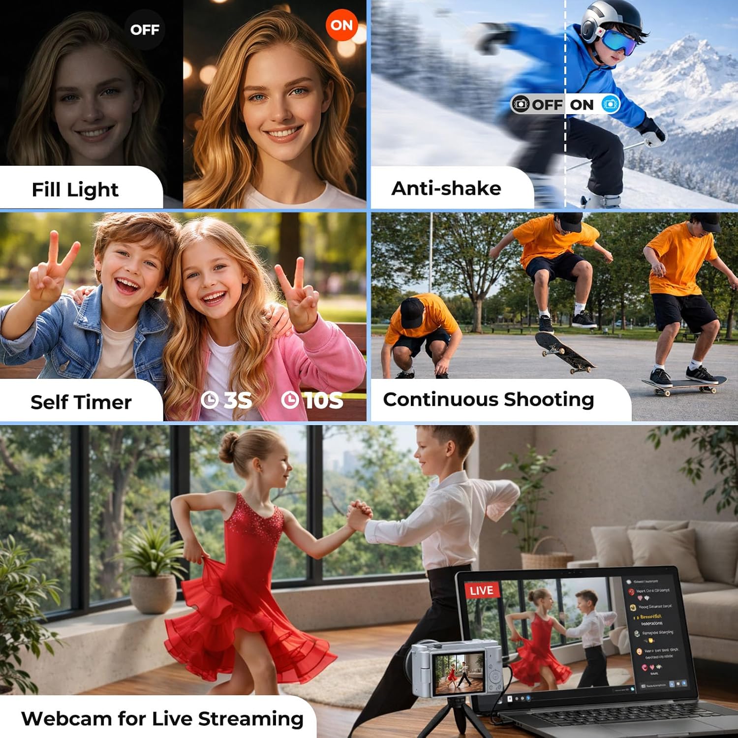 5K 72MP Digital Vlogging Camera with Optical Zoom encalife