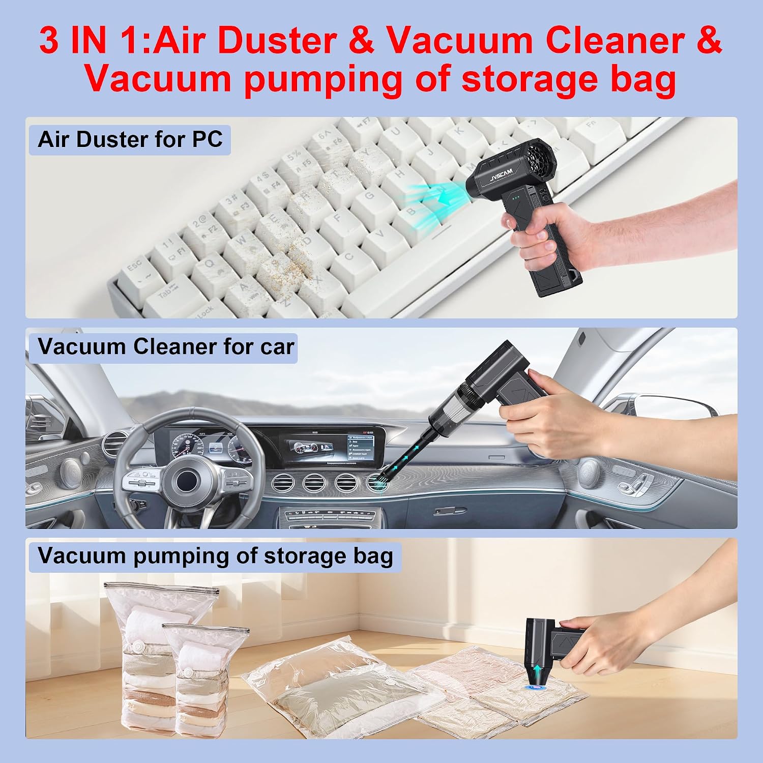 Cordless Air Duster Vacuum Cleaner 150000RPM Powerful Blower encalife