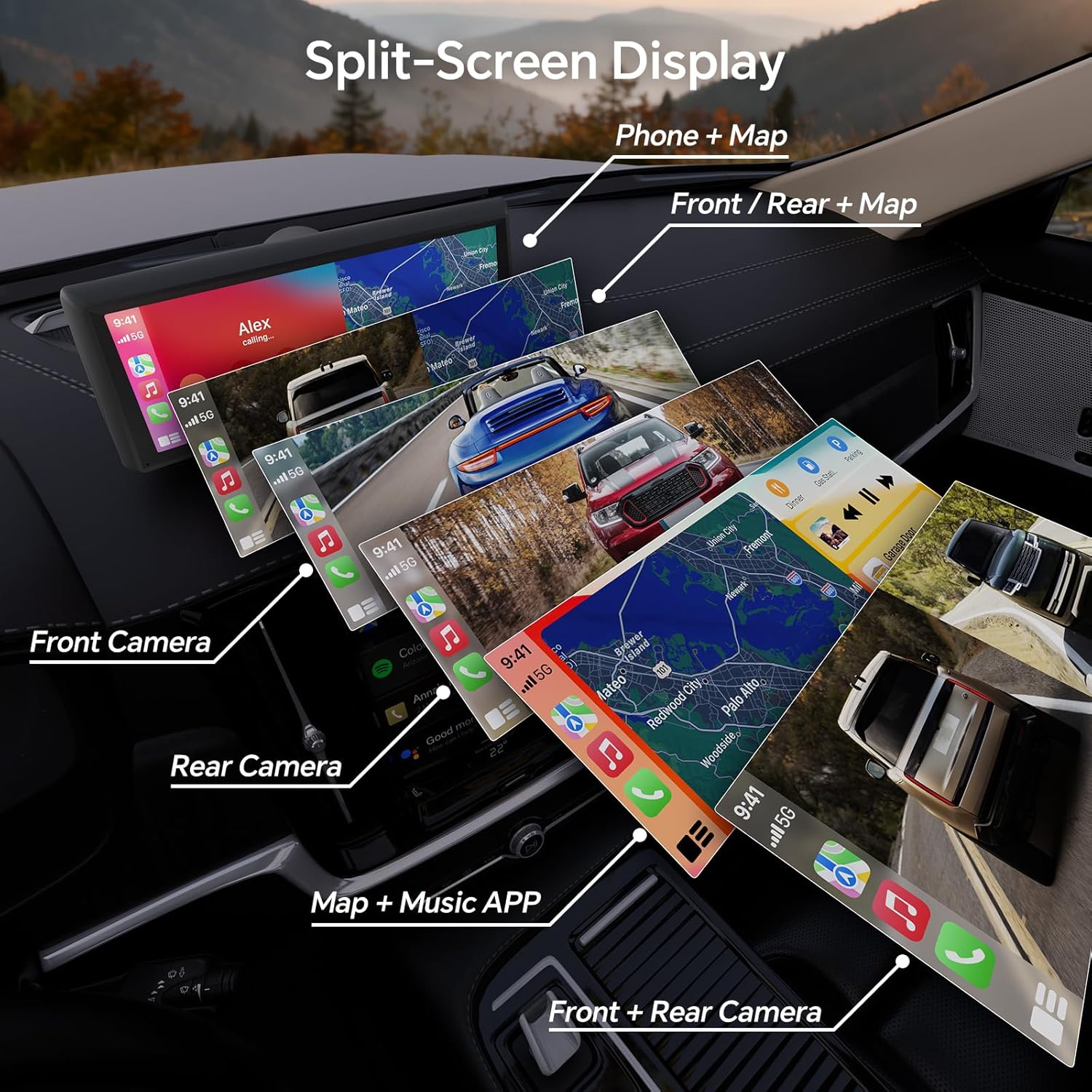 8.1 Inch Wireless Carplay Screen With Dash Camera encalife