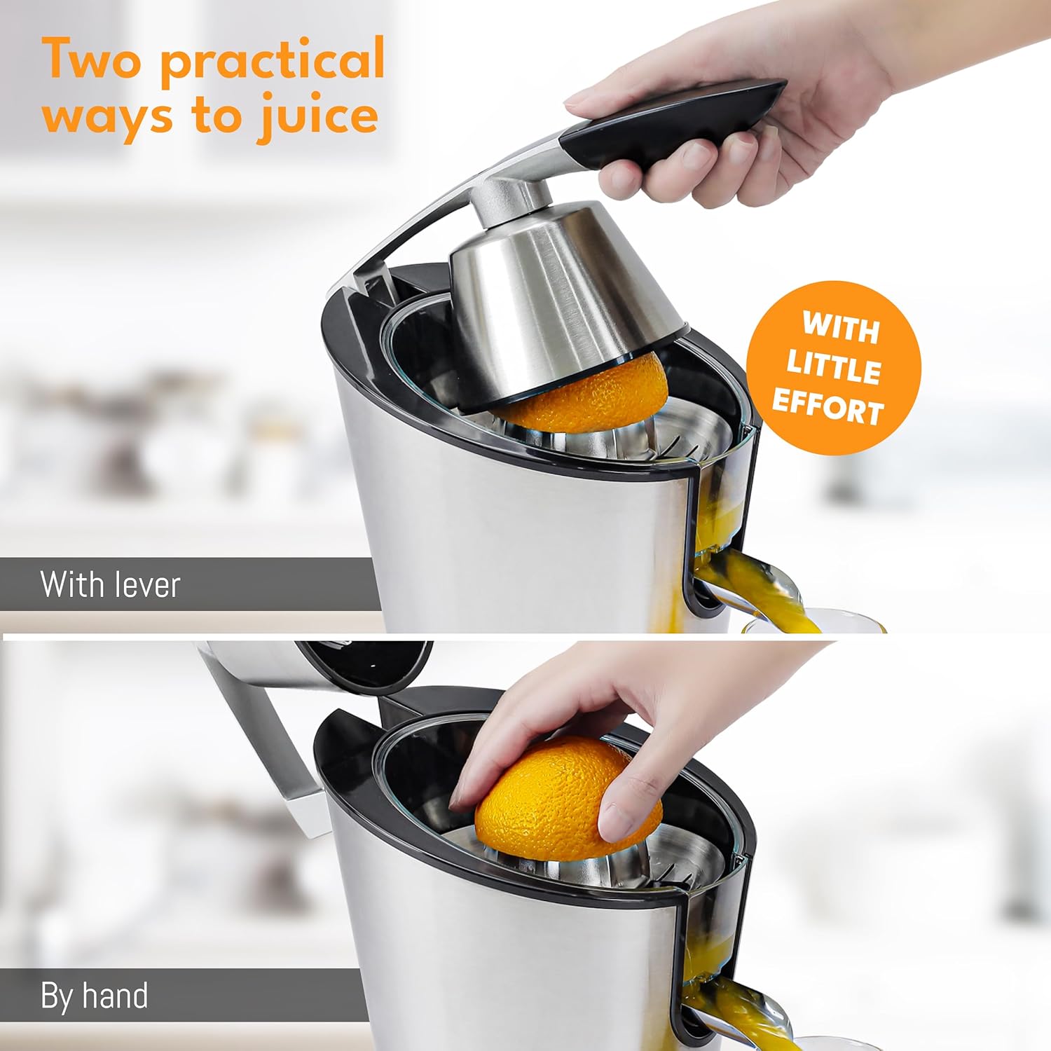 Electric Juicer Stainless Steel 600W | Citrus Press Orange & Lemon Juicer encalife