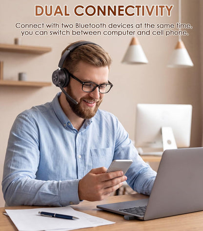Bluetooth Work Headset Noise-Cancelling Mic USB Dongle encalife