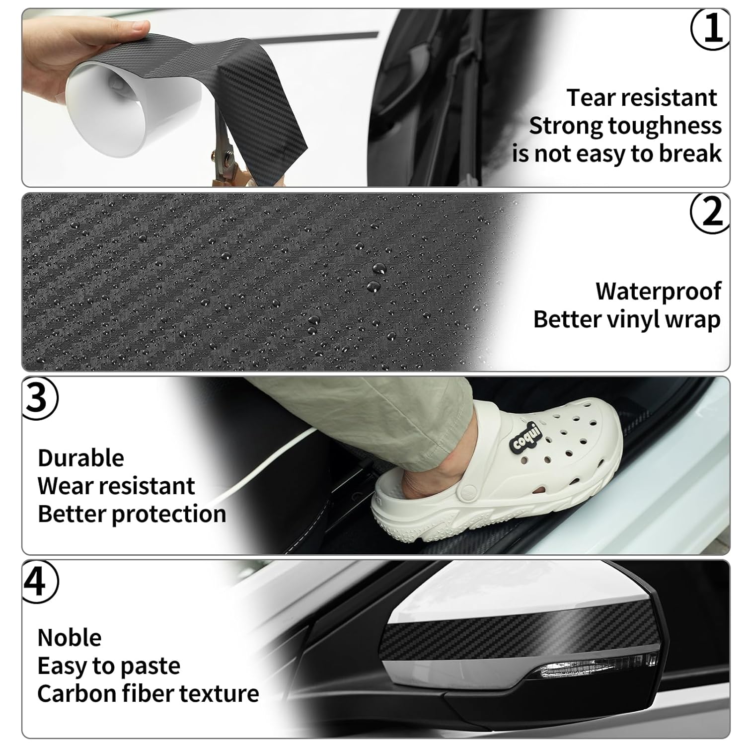 Matte Carbon Fiber Car Door Sill Protector Tape encalife