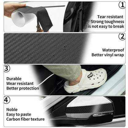 Matte Carbon Fiber Car Door Sill Protector Tape encalife