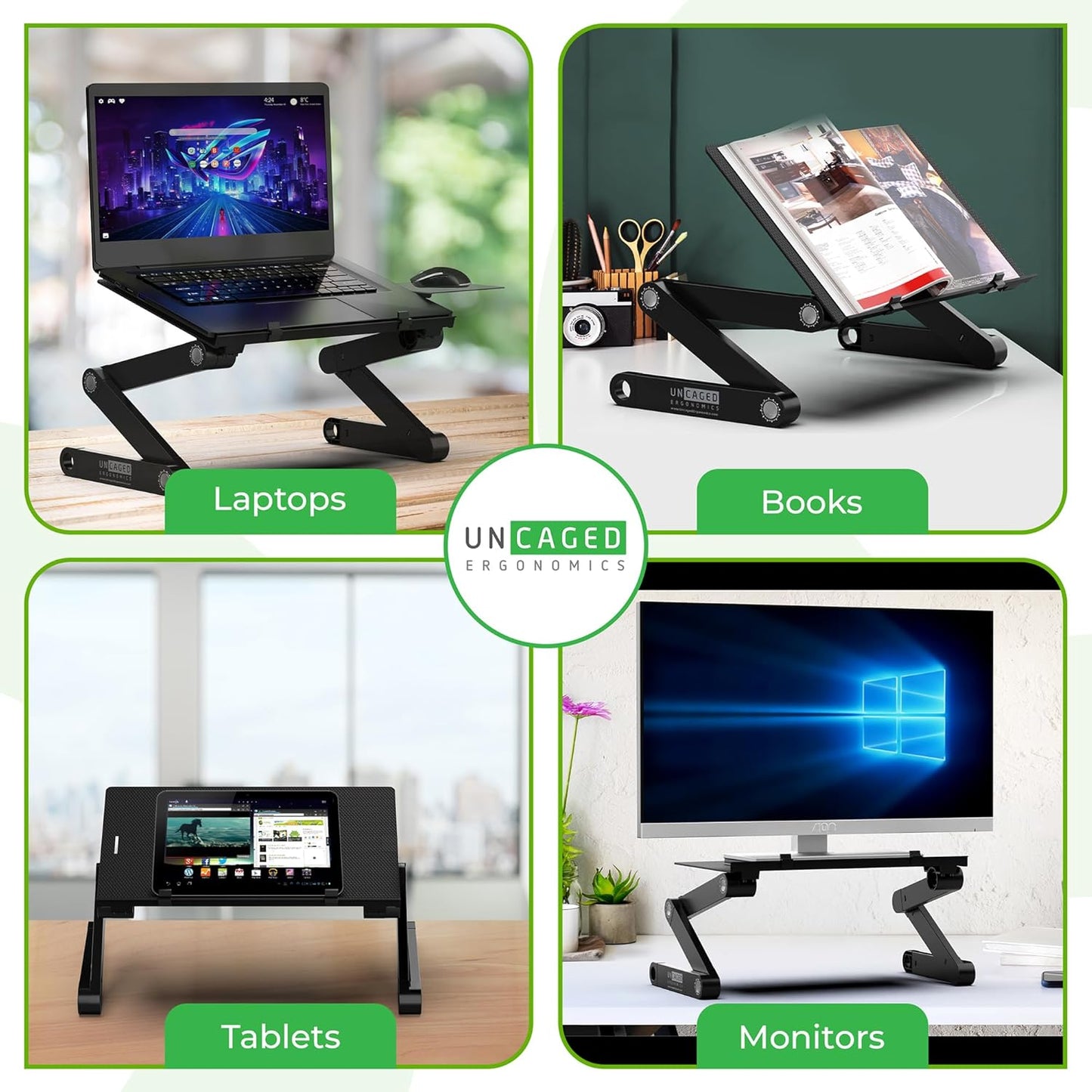 Adjustable Foldable Laptop Stand With Mouse Pad encalife