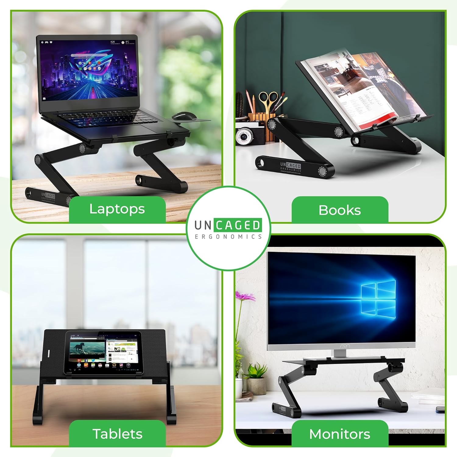 Adjustable Foldable Laptop Stand With Mouse Pad encalife