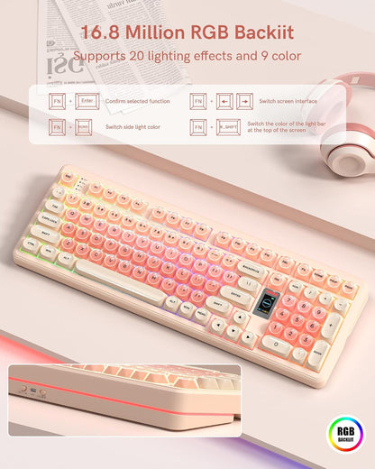 Pink RGB Gaming Mechanical Keyboard encalife
