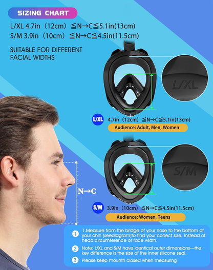 Full Face Snorkel Mask Panoramic View Camera Mount encalife