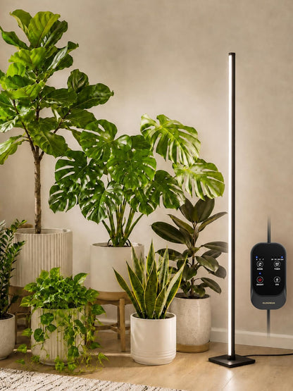 60 inch standing LED plant grow lamp beside houseplant
