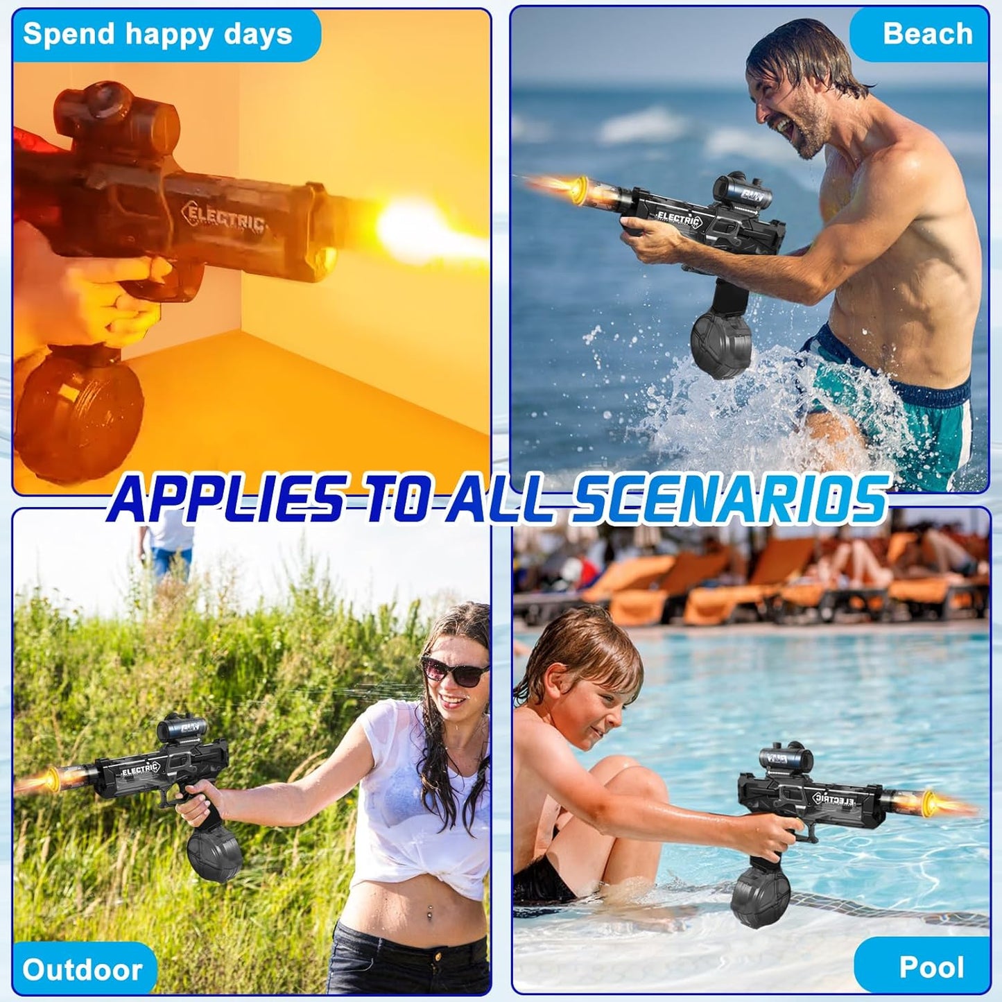 Electric Water Gun | Flash Recoil High Capacity Blaster Toy encalife
