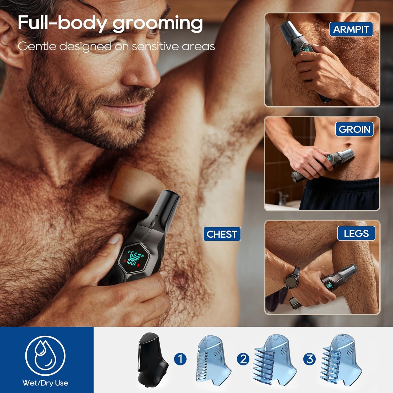 Magnetic Beard Trimmer with Waterproof Grooming Kit encalife