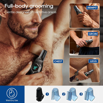 Magnetic Beard Trimmer with Waterproof Grooming Kit encalife
