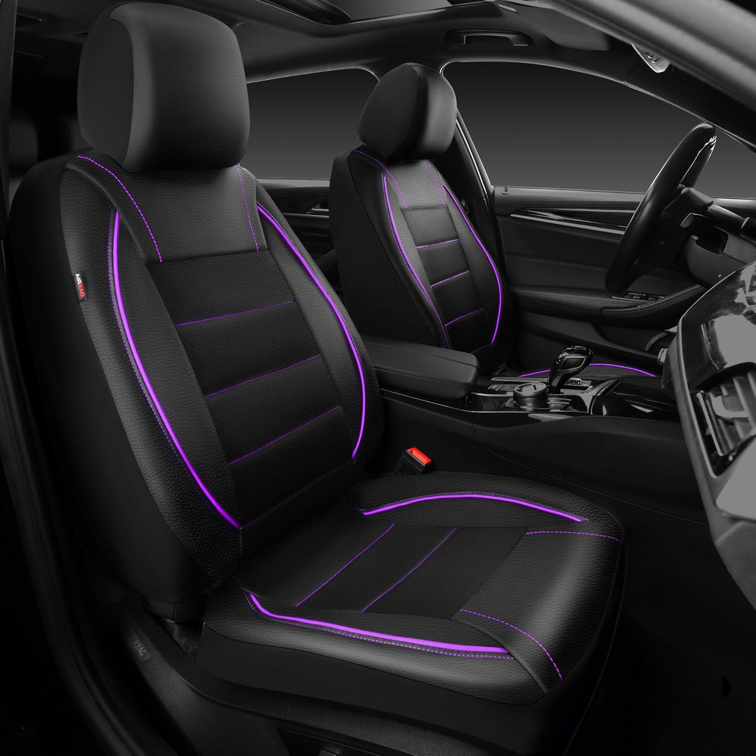 Universal Piping PU Leather Front Car Seat Covers encalife