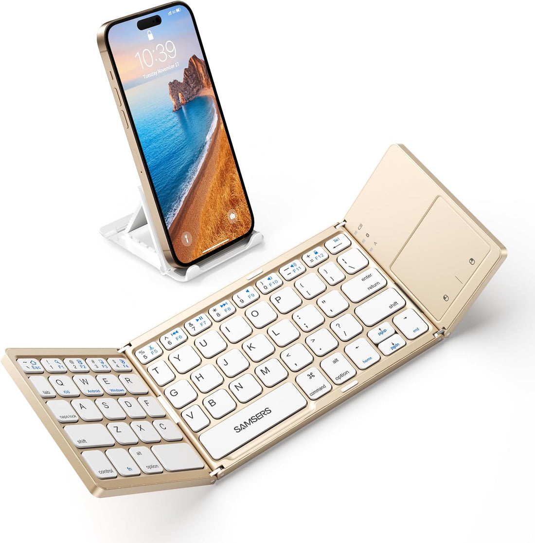 Foldable Bluetooth Keyboard with Touchpad Phone Stand encalife