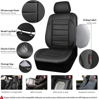 Faux Leather Front Car Seat Covers 3D Foam Support encalife