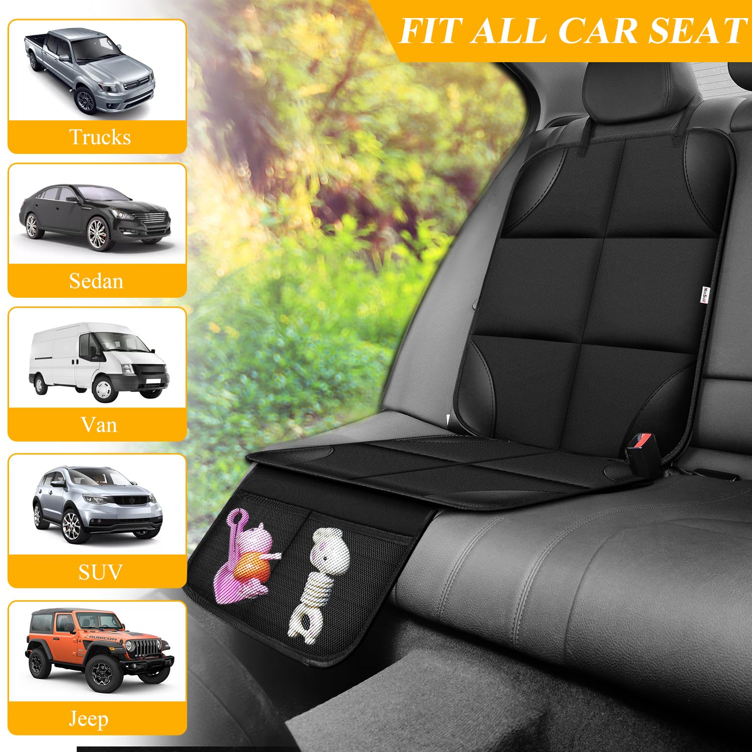 Waterproof Child Car Seat Protector 2 Pack Black encalife