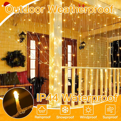 9.8x9.8ft Warm White LED Curtain Lights encalife