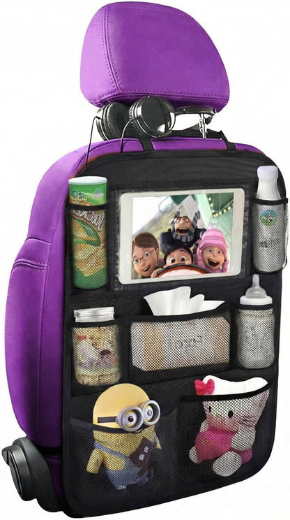 Heavy duty backseat car organizer with tablet holder