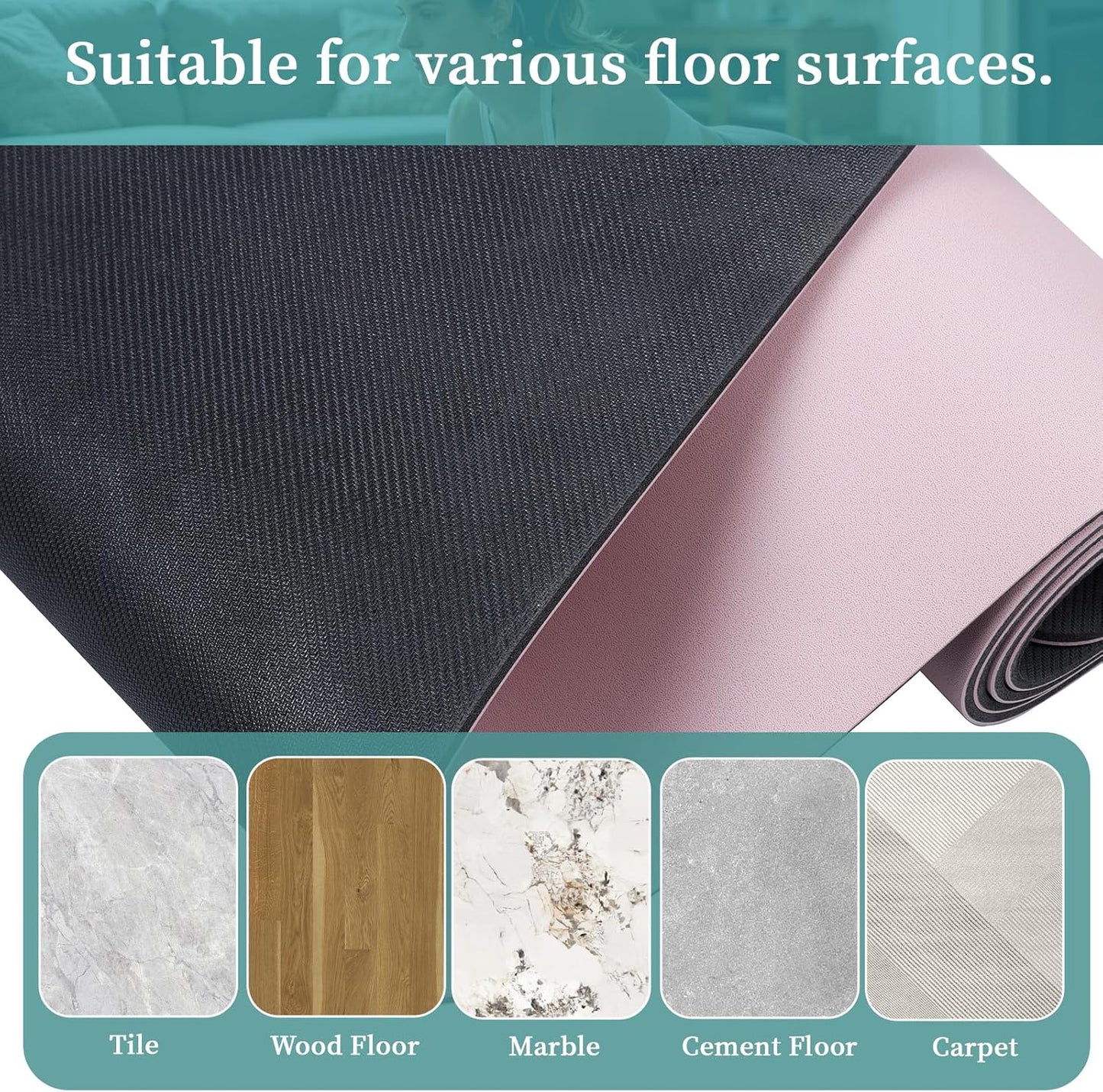 Yoga Mat I Non-Slip Mat with Natural Rubber Base encalife