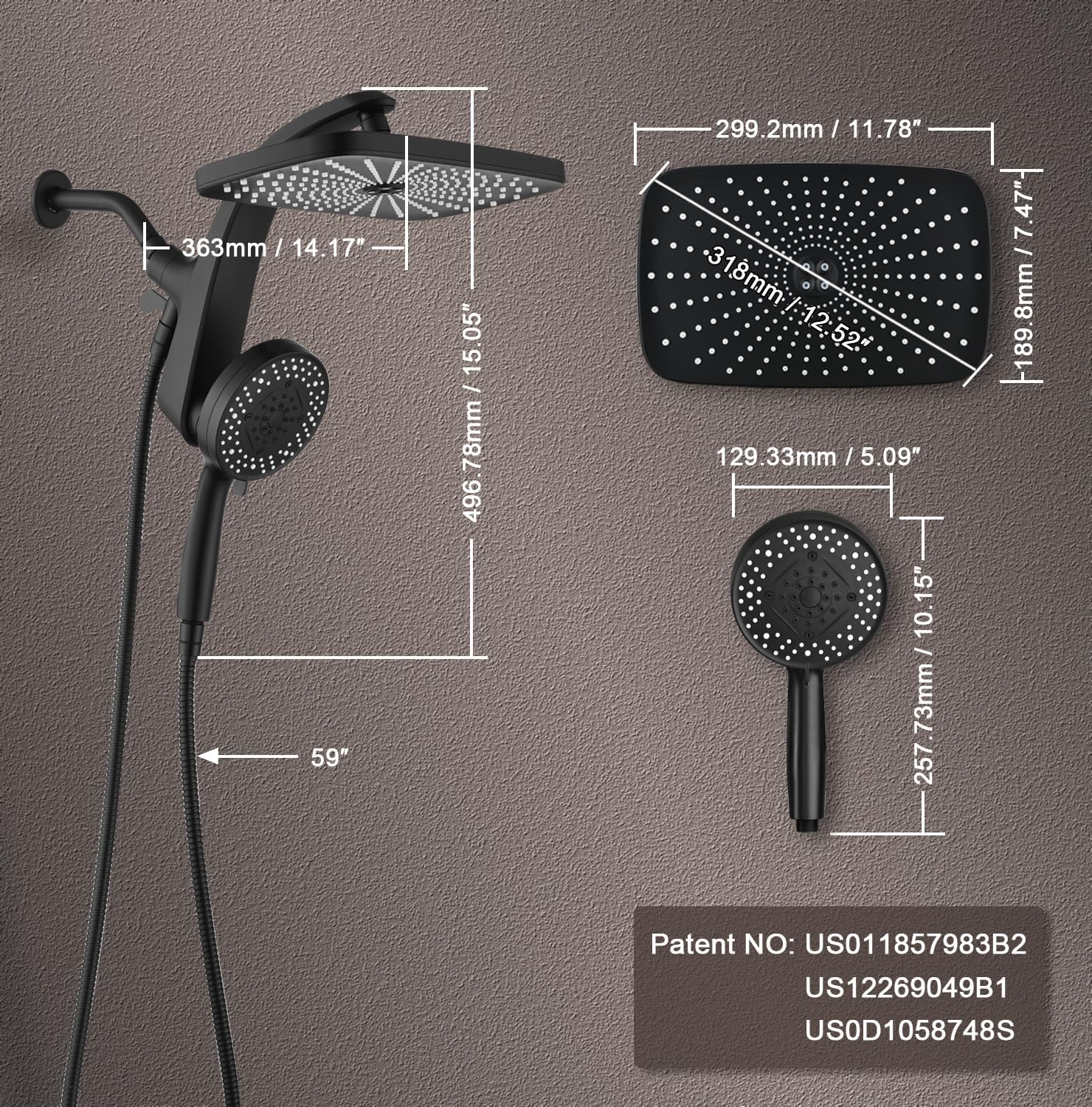 High Pressure Rain I Handheld Shower Head Combo encalife