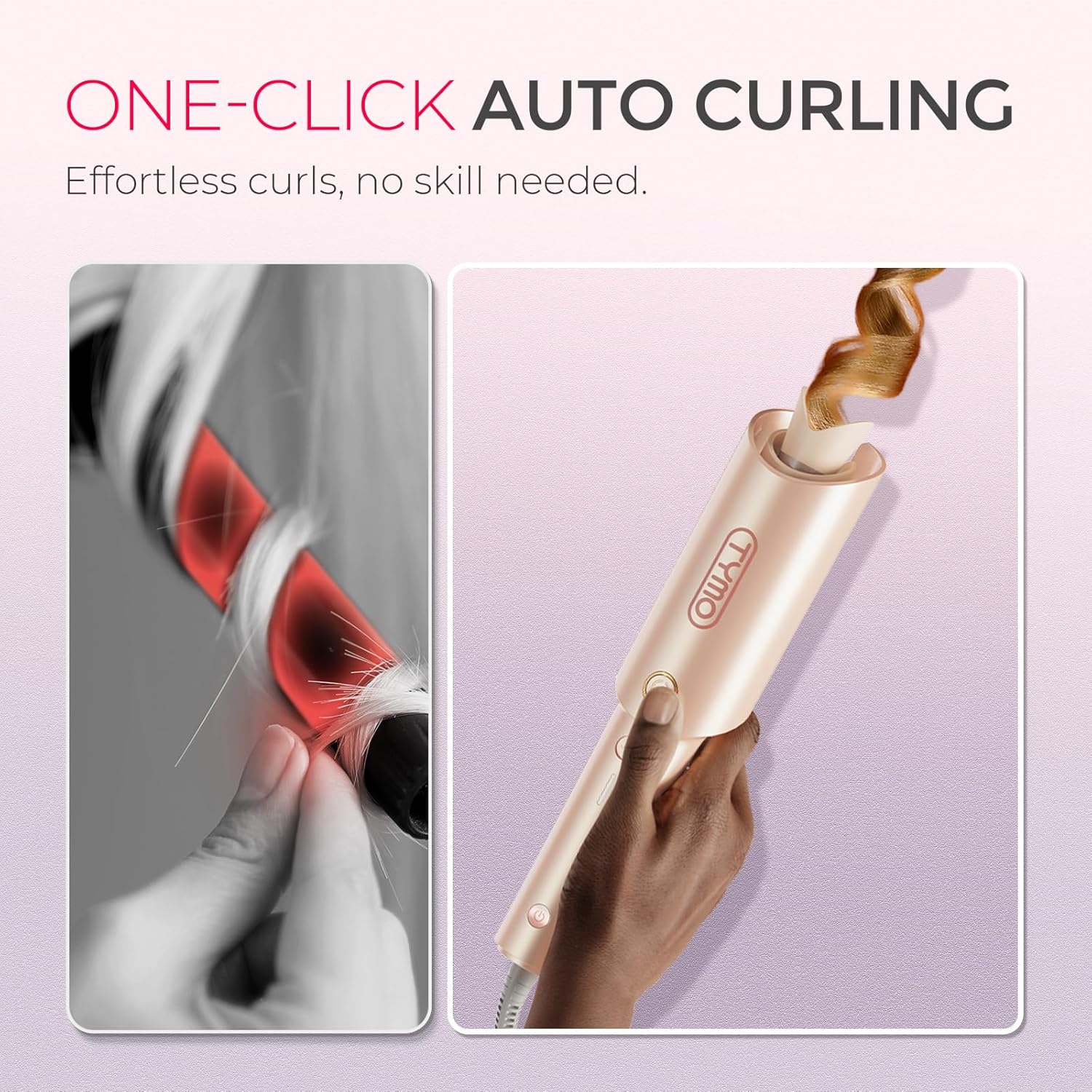 Peach Automatic Curling Iron | TYMO Beach Waves Hair Curler encalife