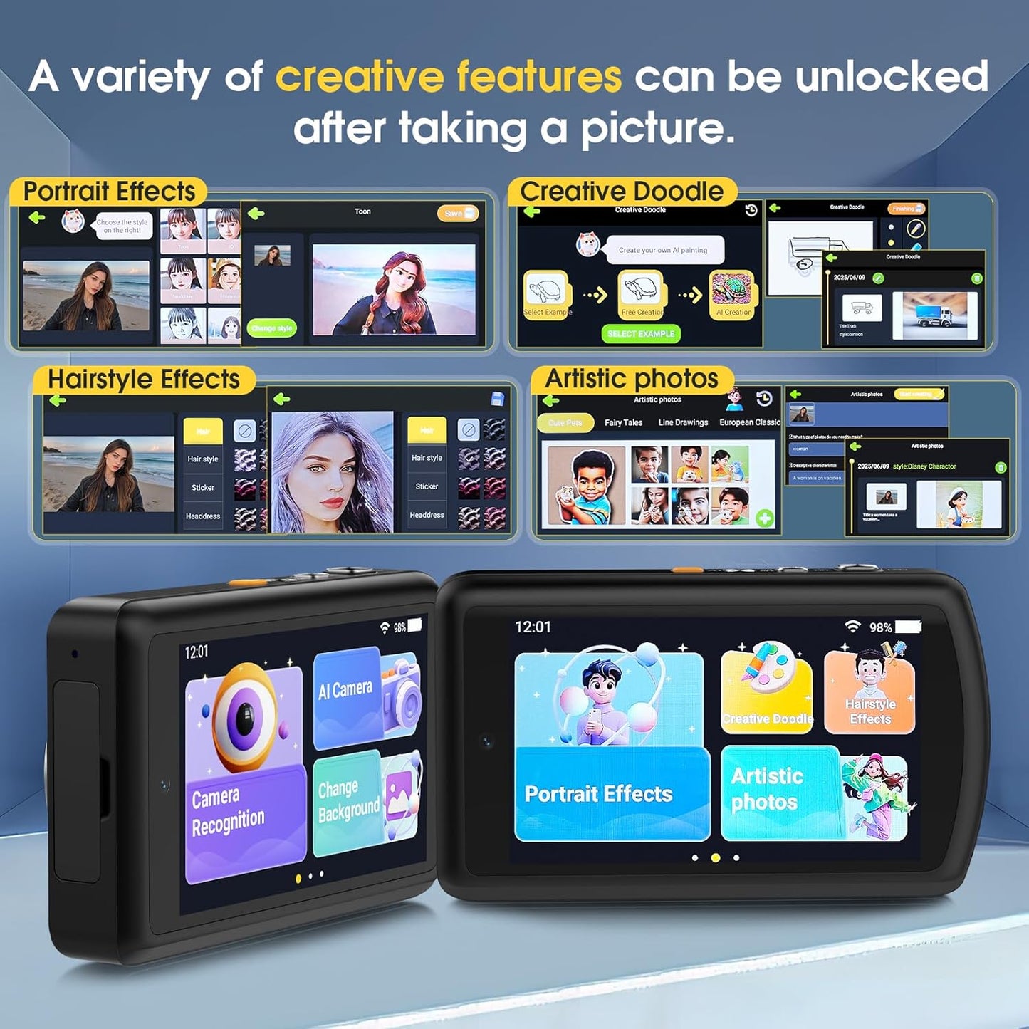 AI Digital Camera with Autofocus – Smart Dual Lens Camera for Beginners encalife