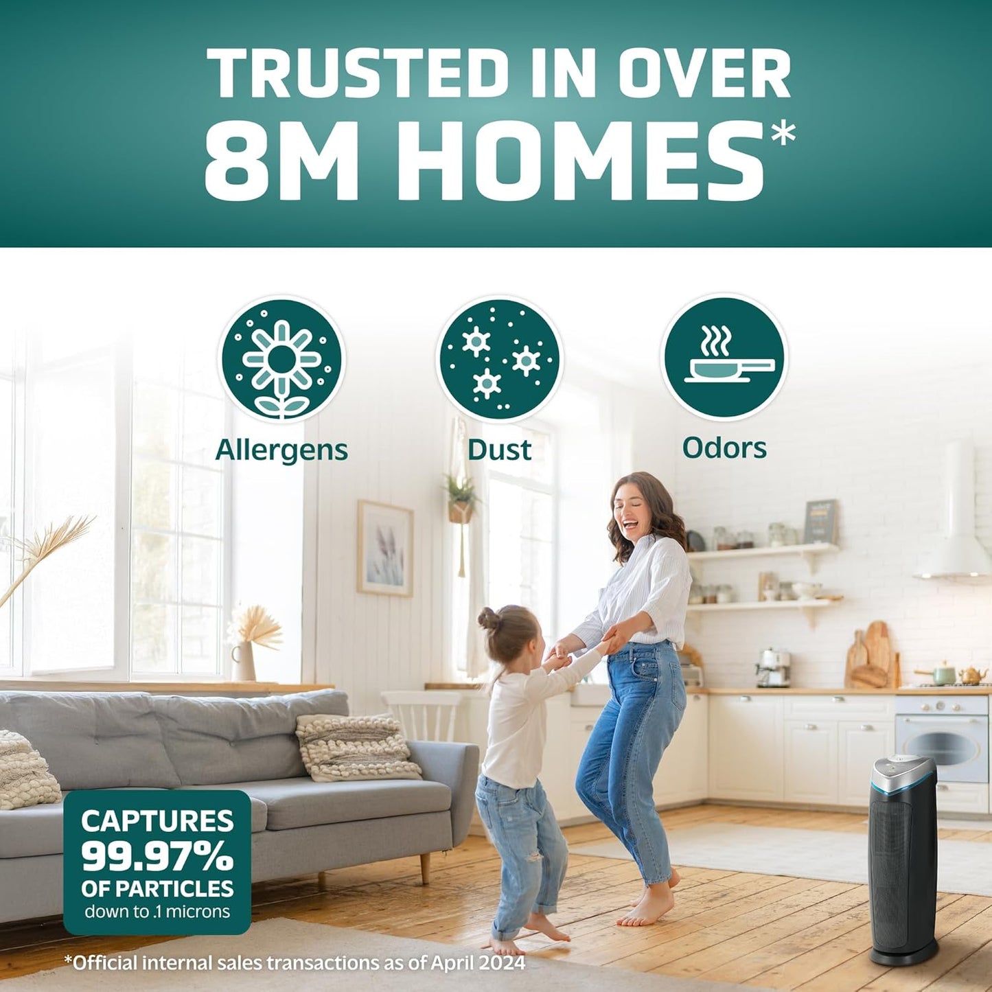 Large Room HEPA Air Purifier | UV & Odor Control encalife