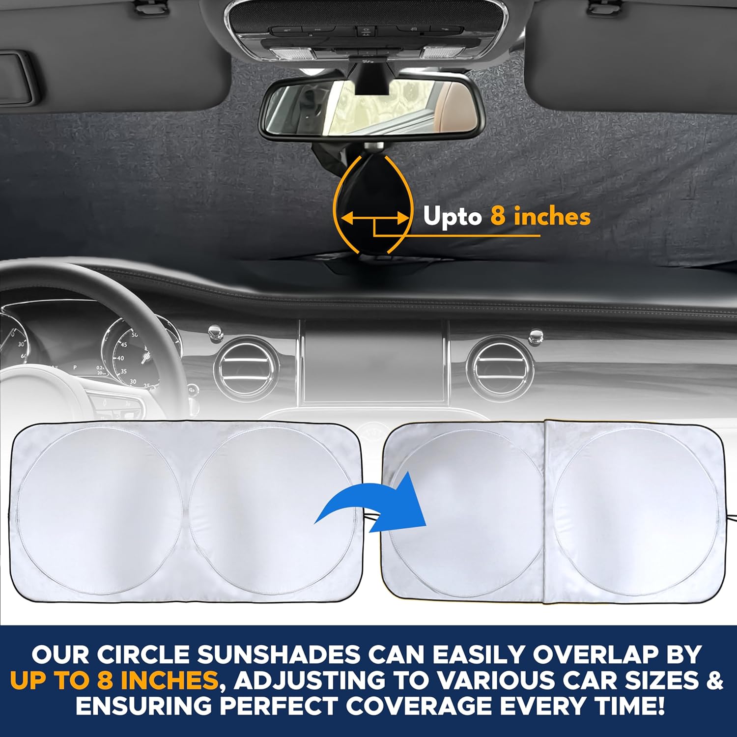 Windshield Sun Shade Protector Universal Medium Black encalife