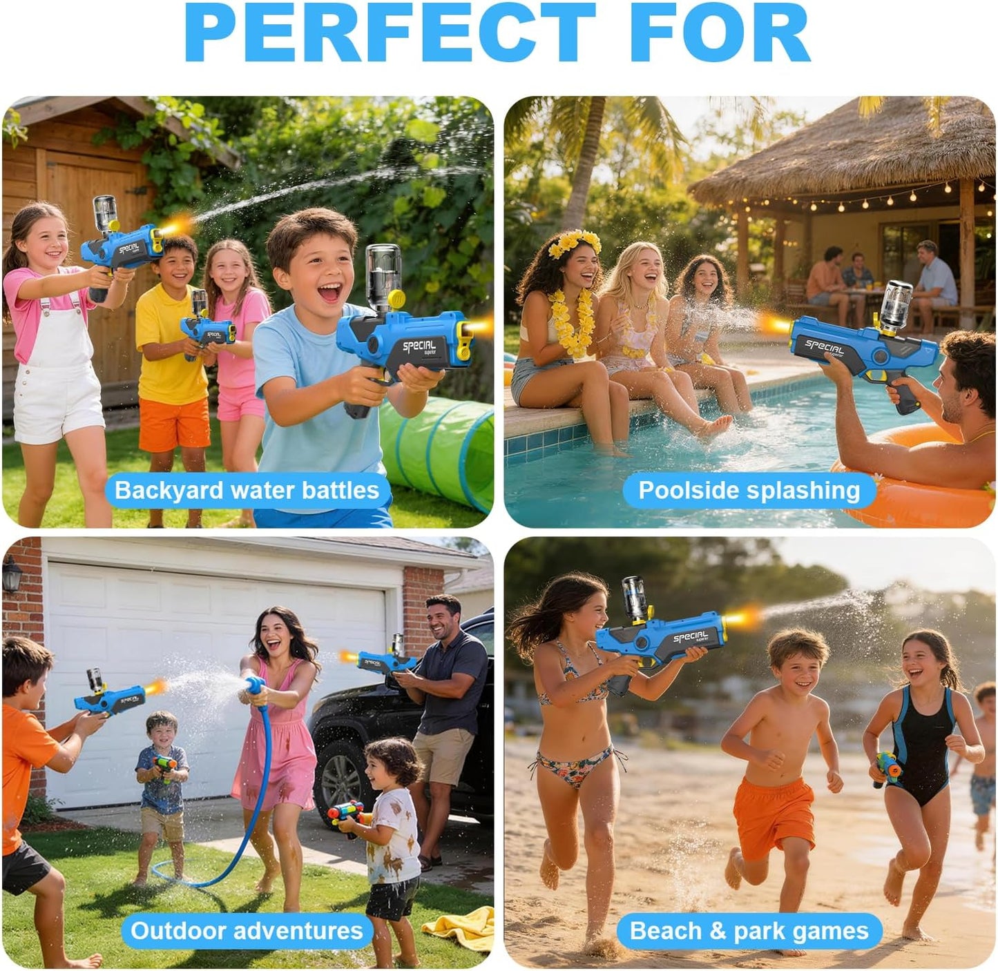 Electric Water Gun | LED Auto-Refill Long Range Blaster Toy encalife