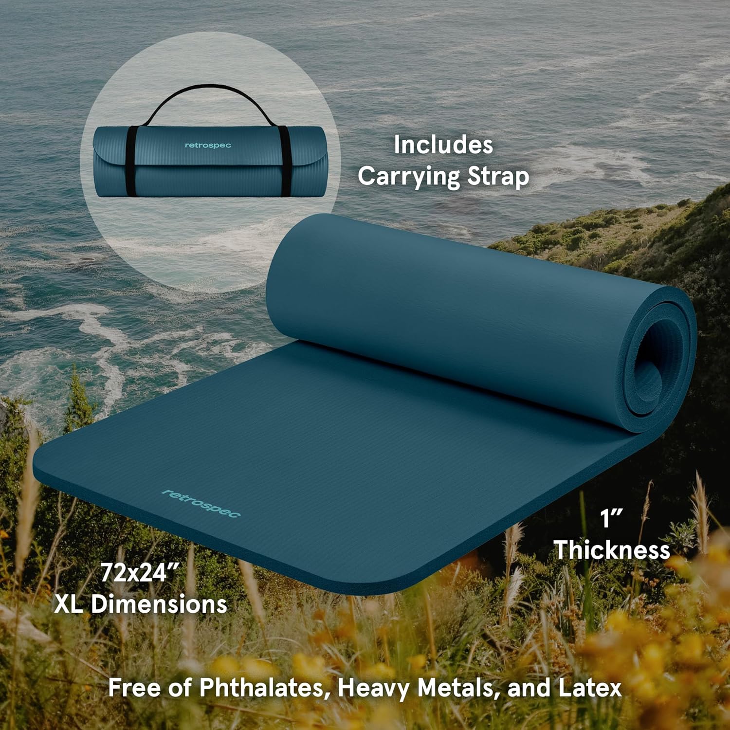 Yoga Mat 1-Inch Thick I Cushioned Non-Slip Fitness Mat encalife