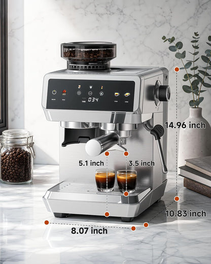 Automatic Espresso Machine with Grinder &amp; Cold Brew encalife