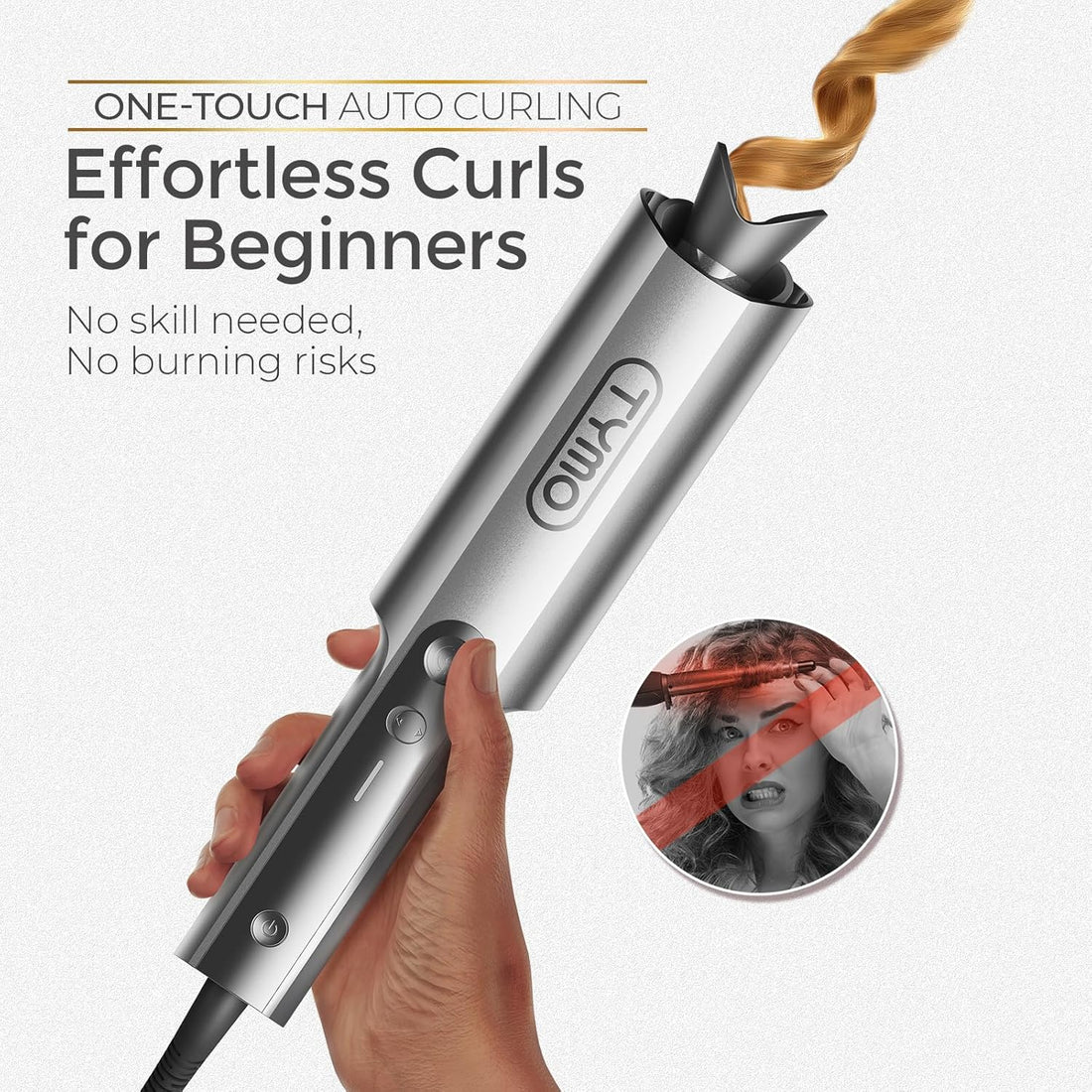 Automatic Curling Iron | TYMO Rapid Heating Rotating Hair Curler encalife