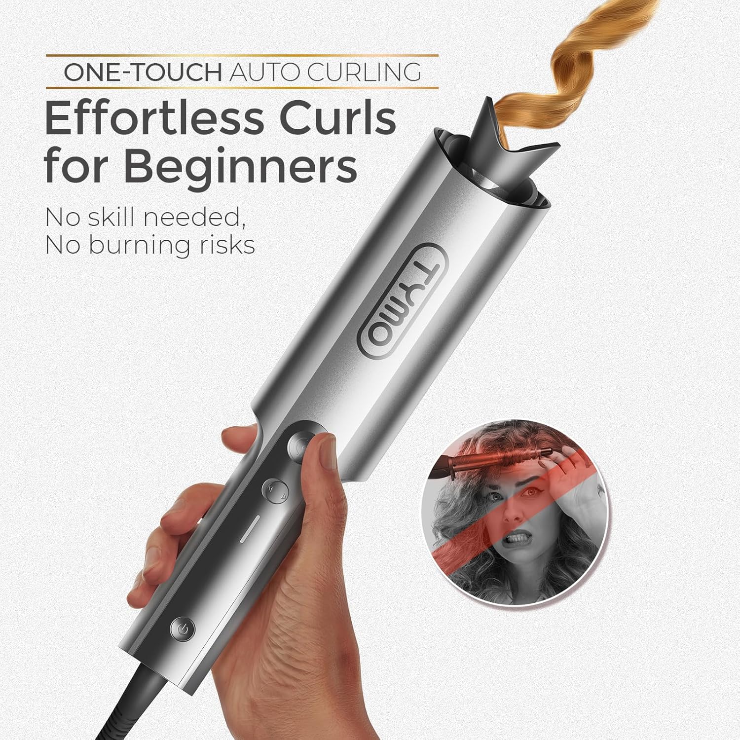 Automatic Curling Iron | TYMO Rapid Heating Rotating Hair Curler encalife