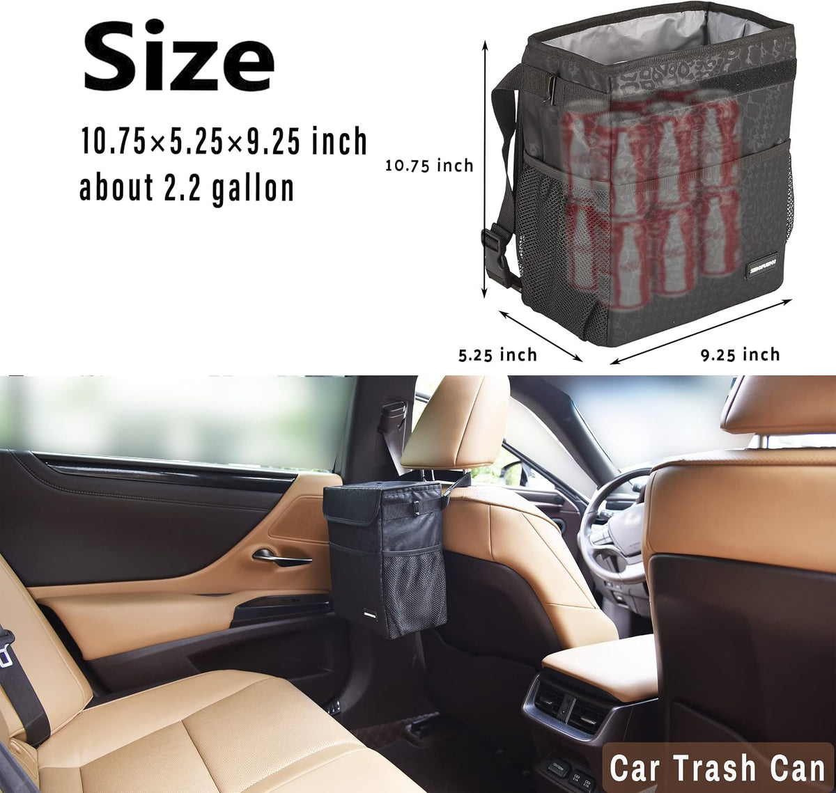 Collapsible Leakproof Car Trash Can Organizer encalife
