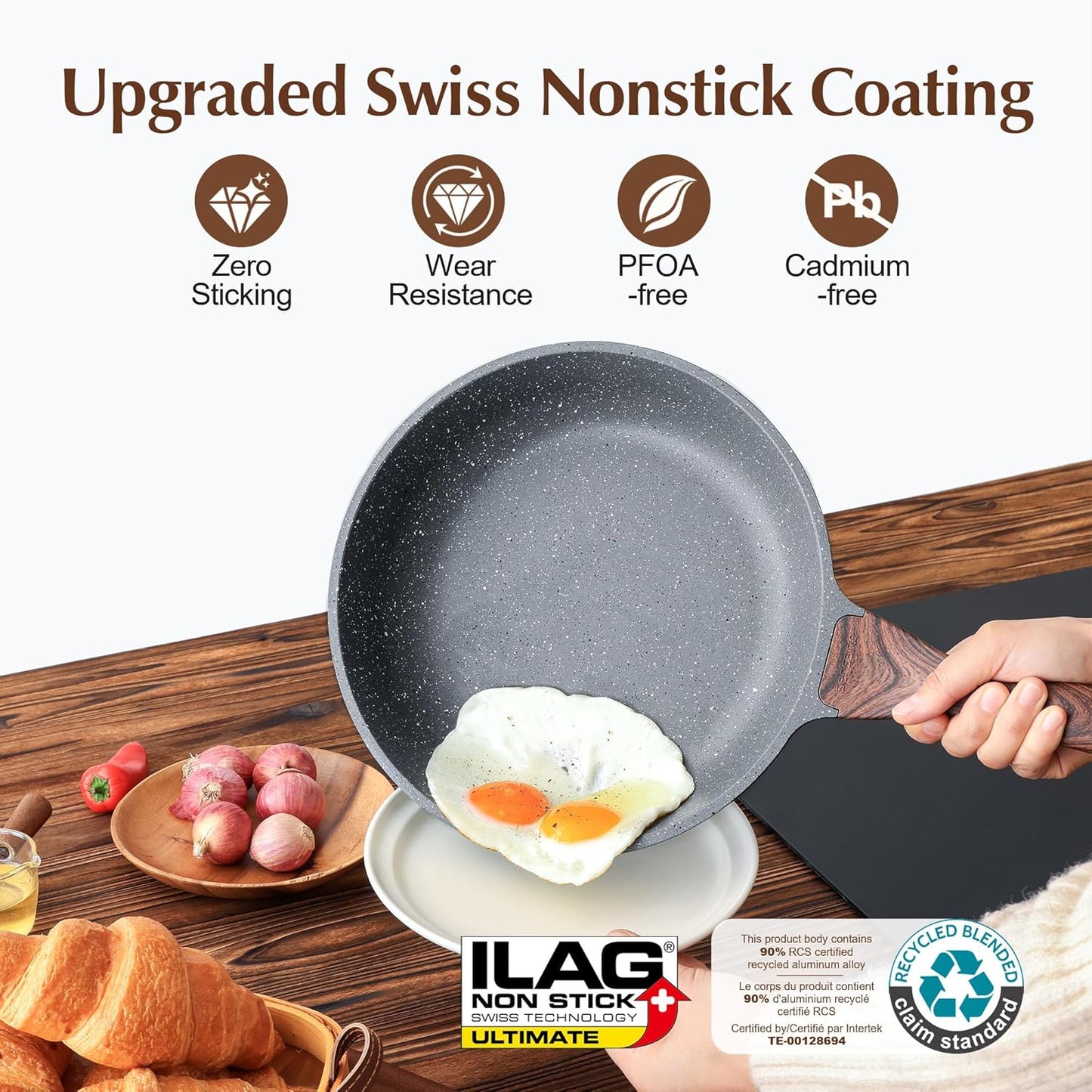Nonstick Frying Pan I Swiss Granite Coating encalife