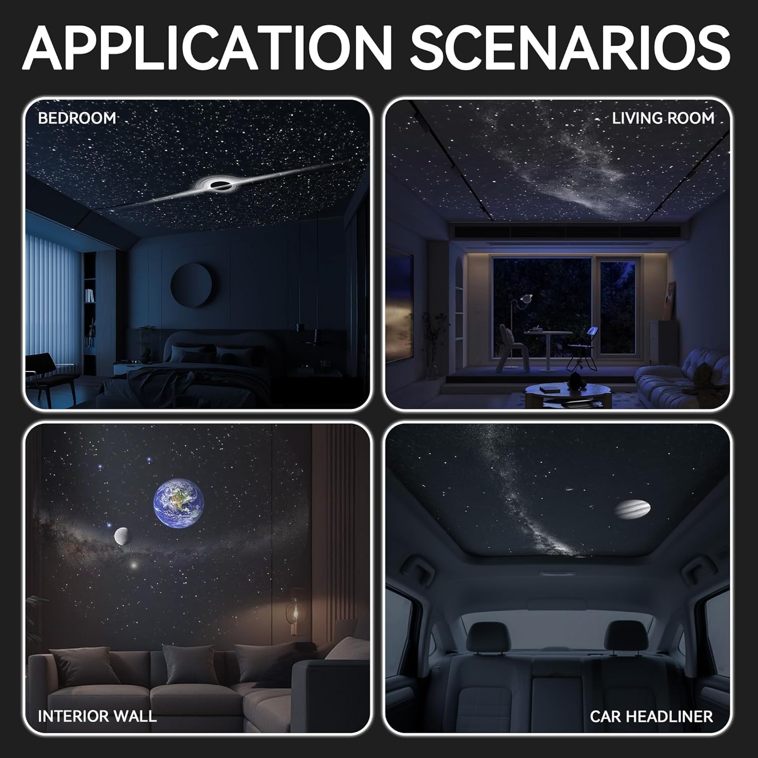 Galaxy Projector Night Light with 5 Films encalife