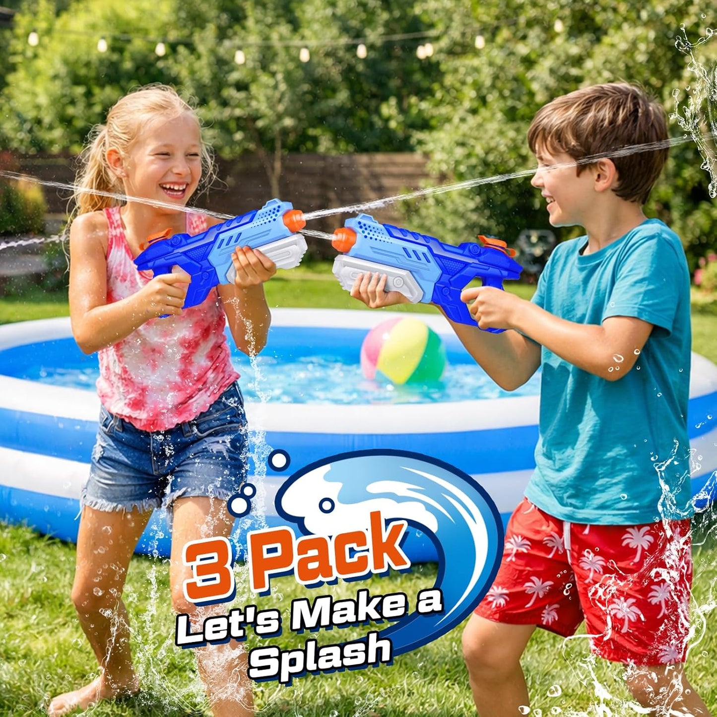 Quanquer 3 Pack Water Guns I 600cc Super Blasters encalife
