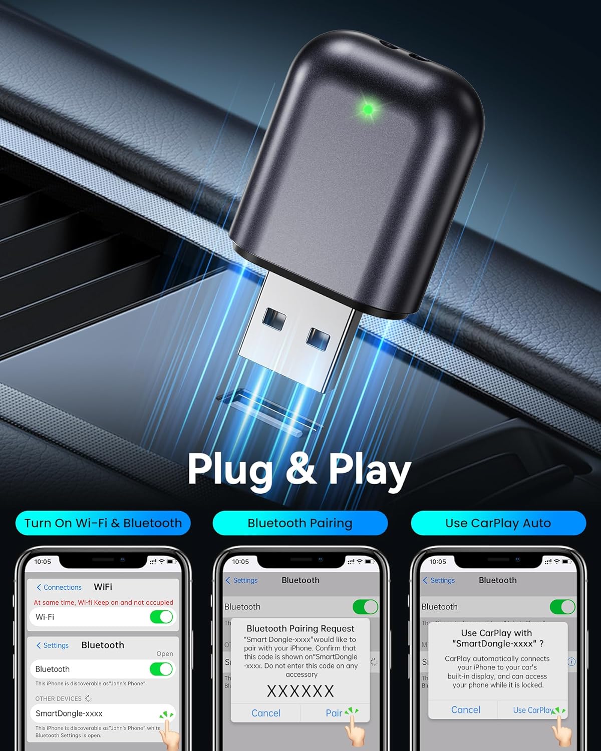 Wireless CarPlay Adapter Ultra Mini encalife