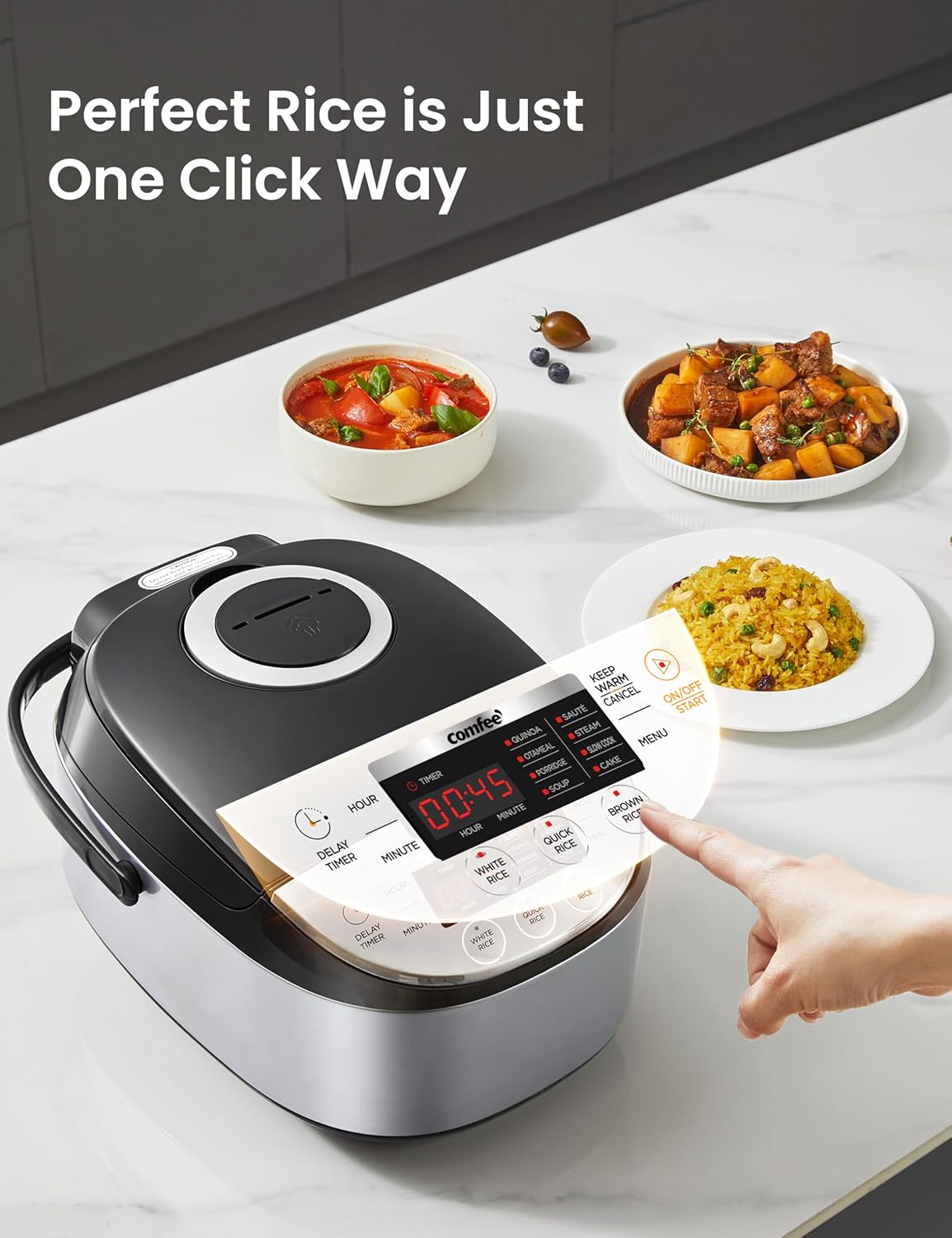 COMFEE Rice Cooker I 6-Cup Fuzzy Logic encalife