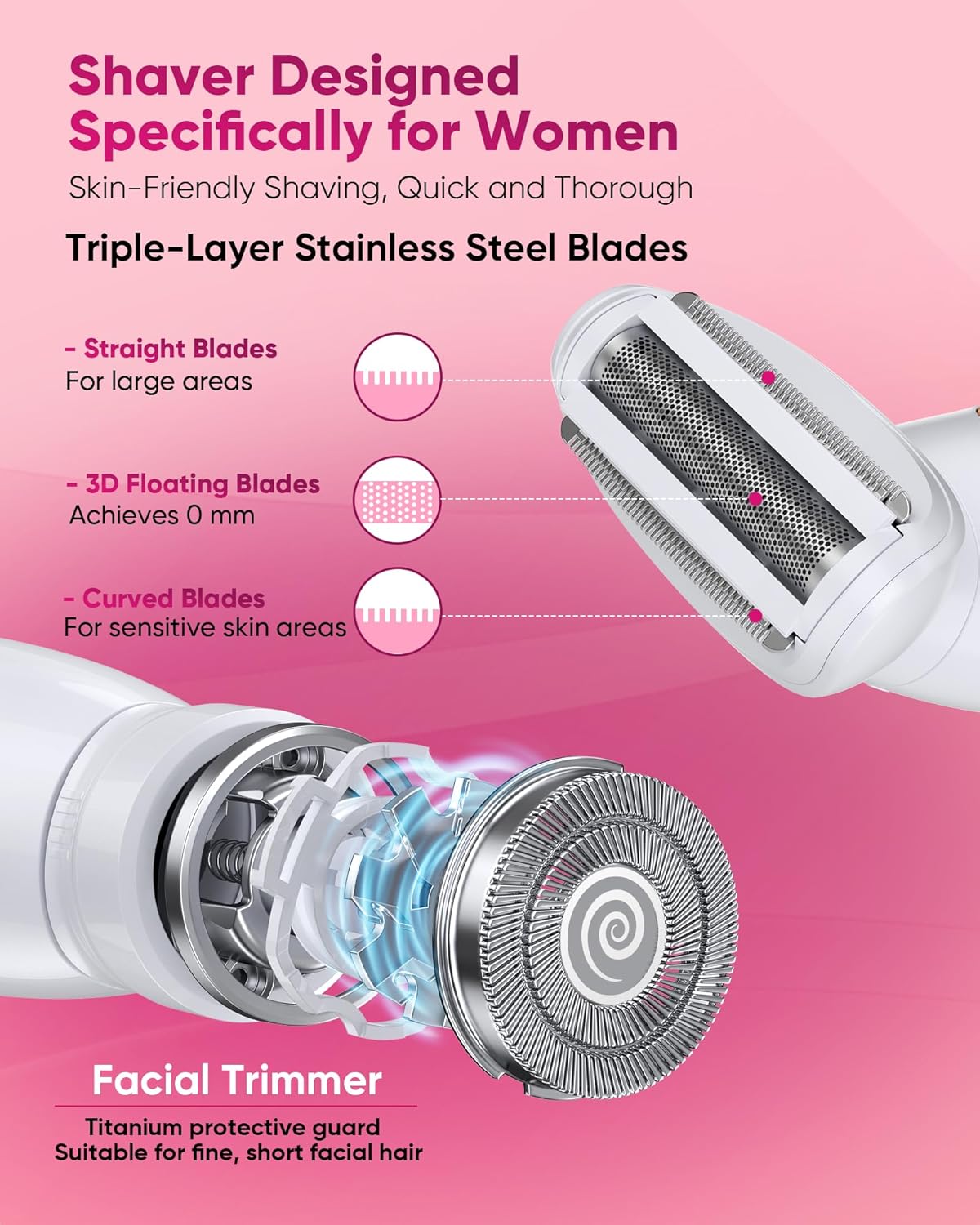 3-in-1 Electric Razor Women Bikini Trimmer Display encalife