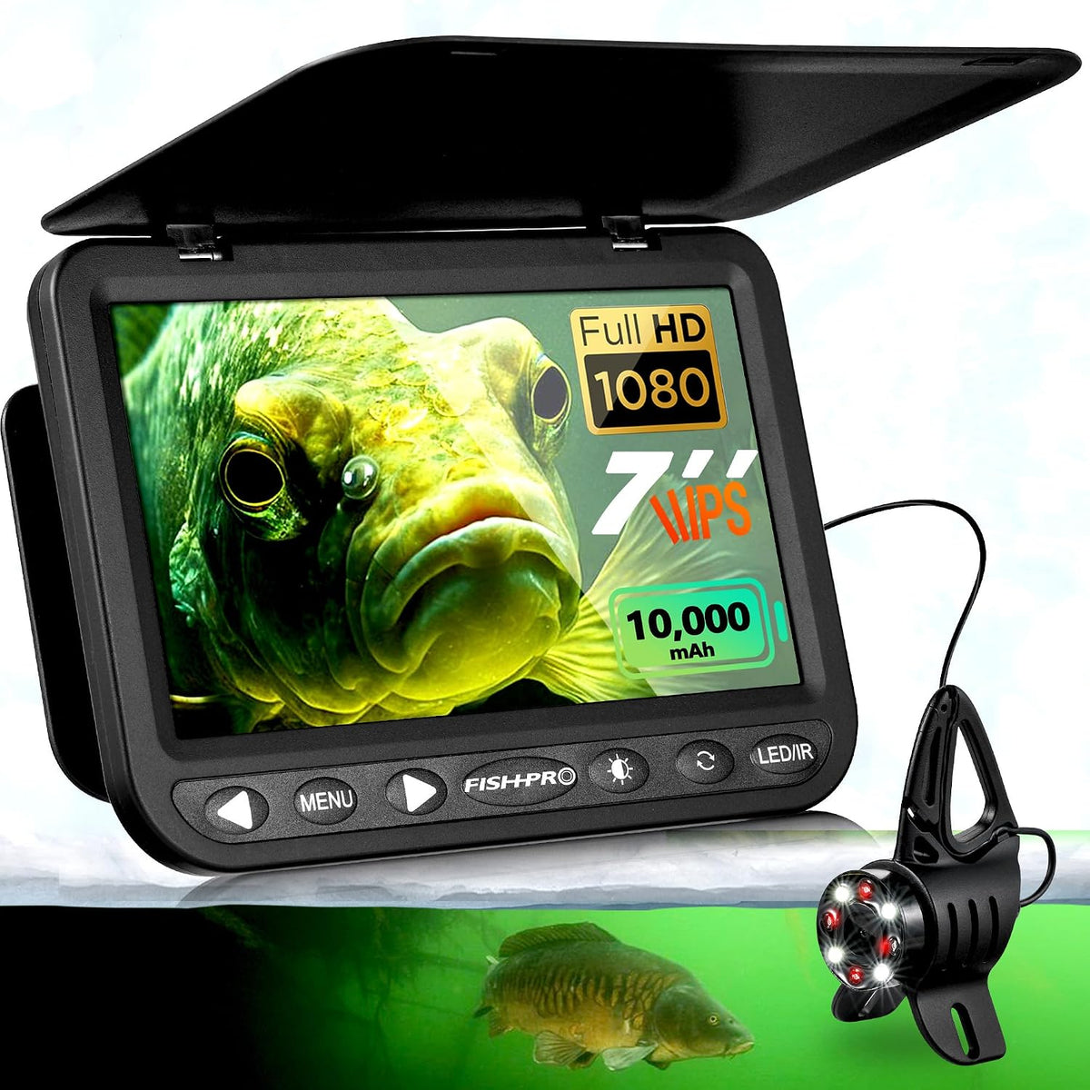 1080P underwater fishing camera with IPS monitor for ice fishing and lake fishing