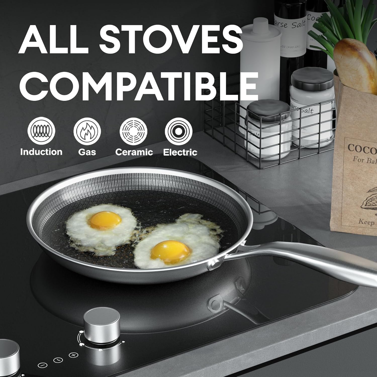 Non-Stick 8-Inch Hybrid Stainless Steel Pan encalife