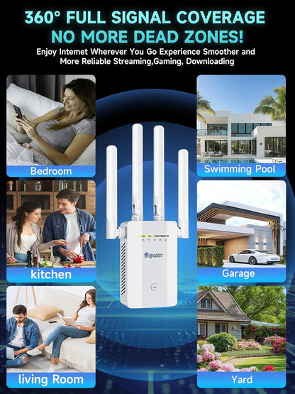 White WiFi Extender 16K Sq. Ft Signal Booster encalife