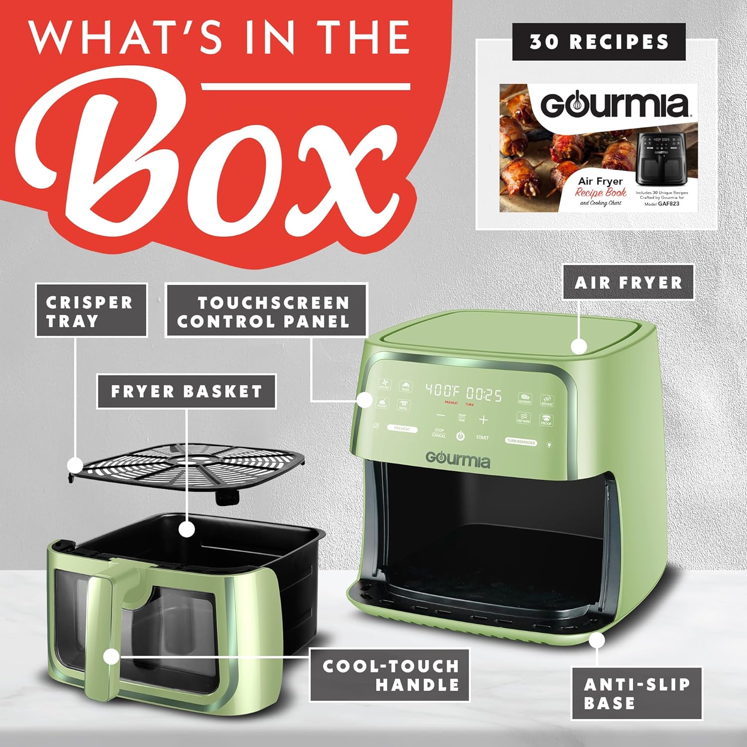 Digital Air Fryer I Window & Light I Green encalife