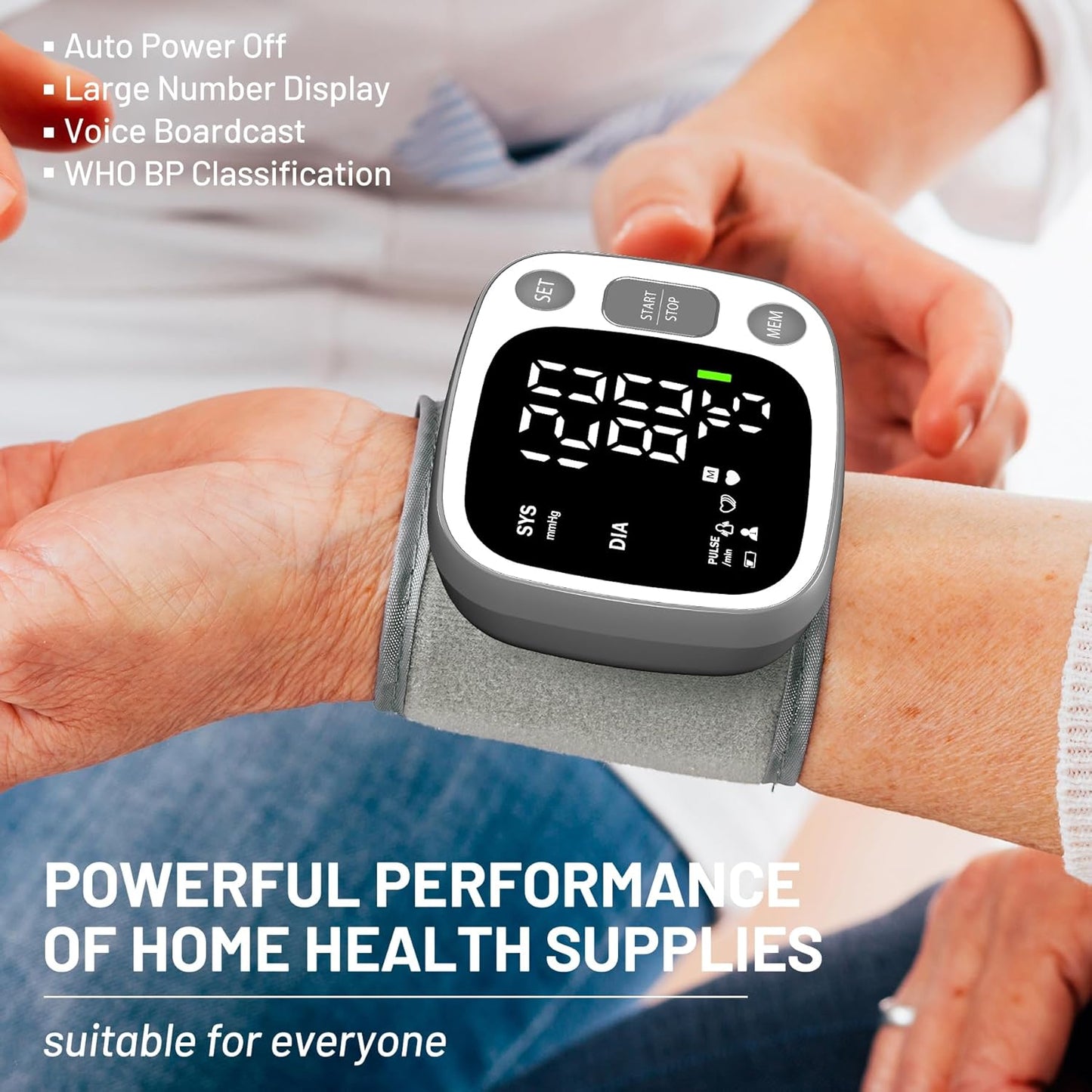 Rechargeable Wrist Blood Pressure Monitor for Home encalife