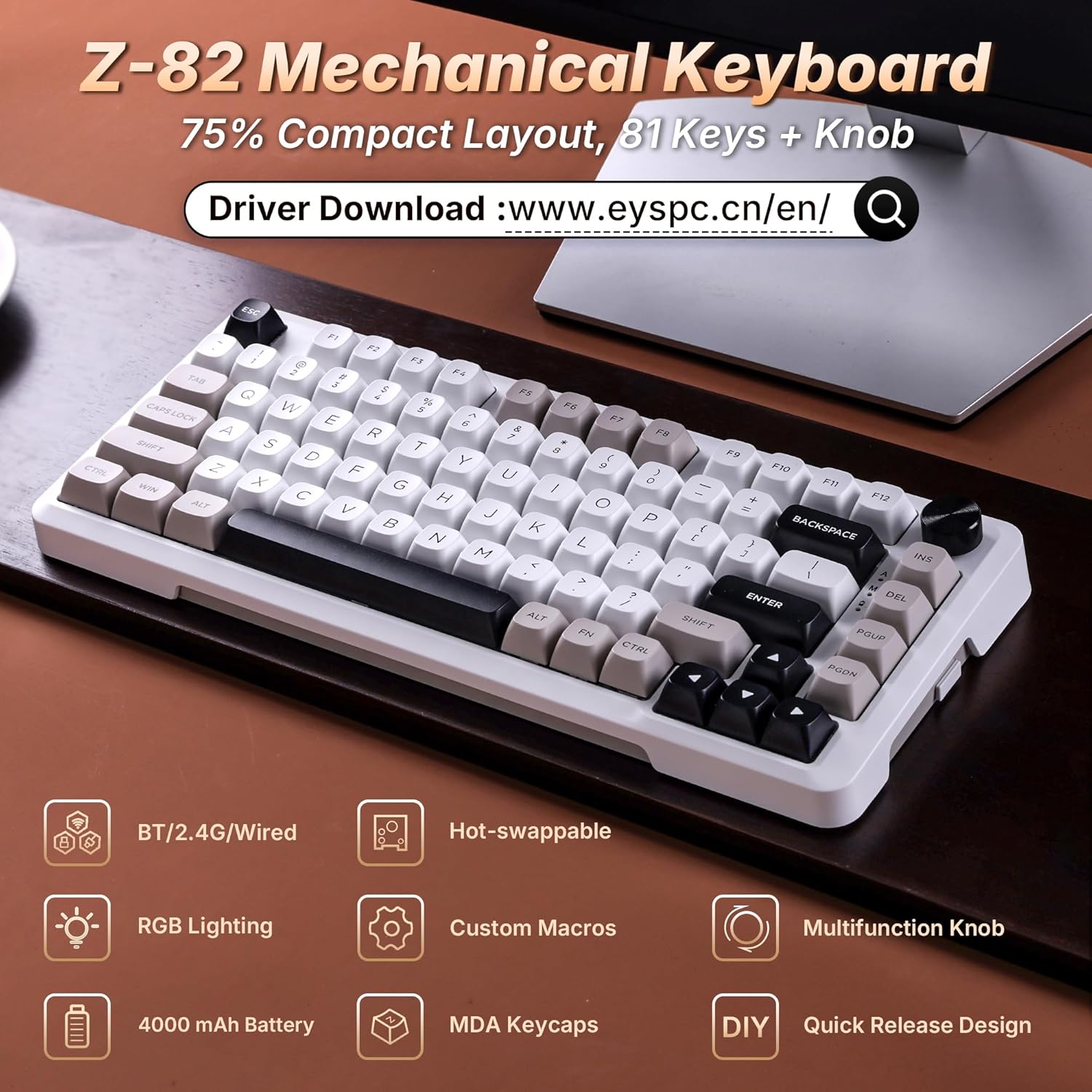 E-YOOSO Z82 75% Wireless Mechanical Keyboard encalife