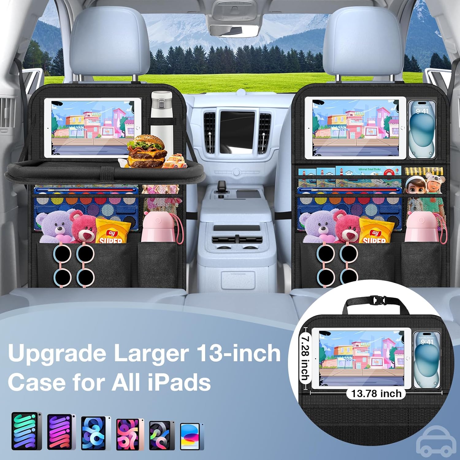 Foldable Tray Car Backseat Organizer with Tablet encalife