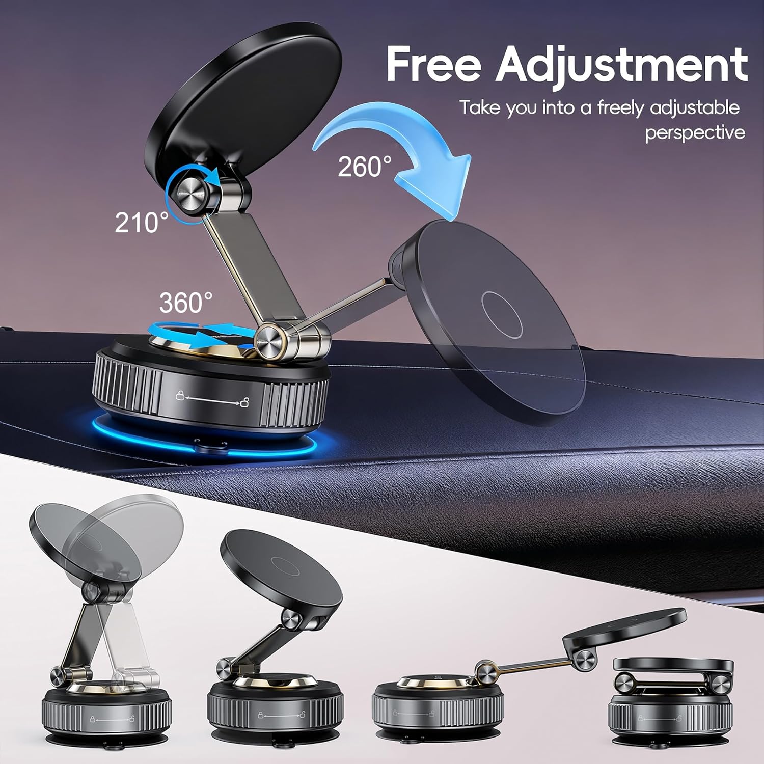 Magnetic MagSafe Car Phone Mount Foldable Rotor encalife