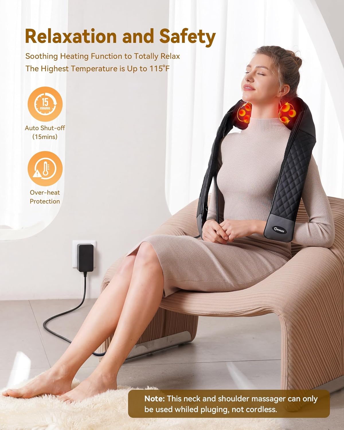 Neck & Back Massager I 4D Shiatsu with Heat encalife