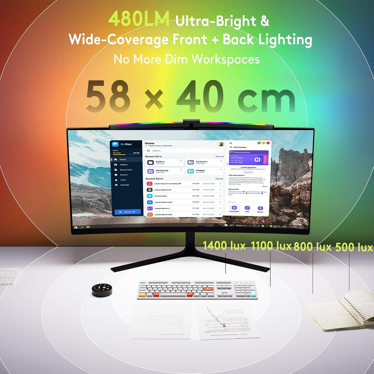 RGB Lighting Curved Monitor Light Bar encalife