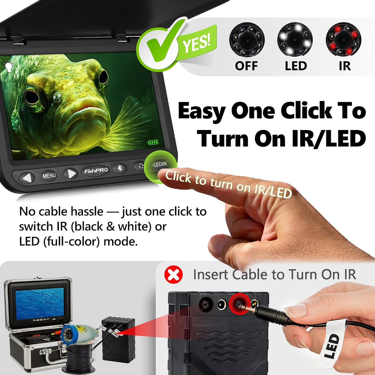 1080P Underwater Fishing Camera Fish Finder Camera encalife